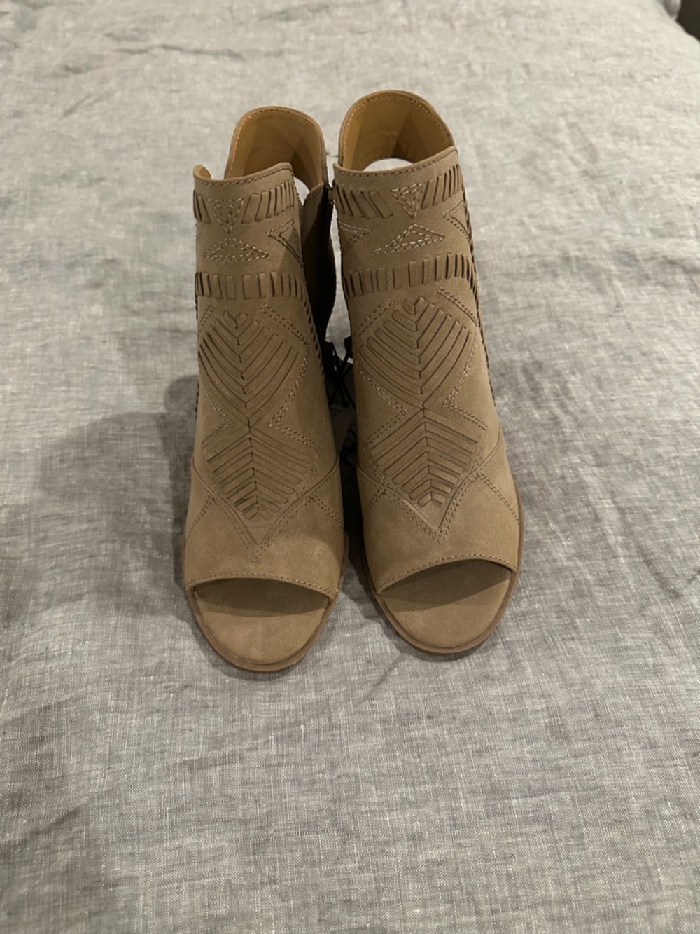Universal Thread Taupe Cutout Peep-Toe Ankle Sandals